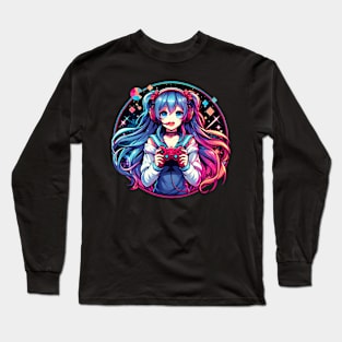 Neon light gamer girl Long Sleeve T-Shirt